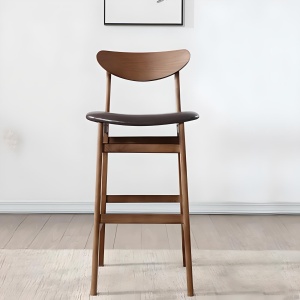 Scaun de bar Volya din lemn masiv și piele – design elegant, 106 cm înălțime | Homedit