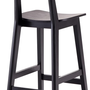 Scaun bar Rika din lemn de cauciuc cu spătar din ratan împletit,  Homedit