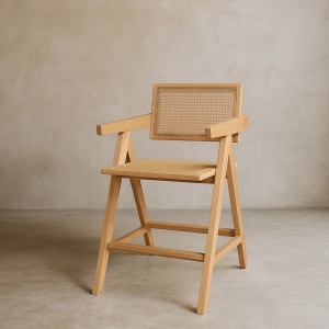 Scaun de bar Tall Stard din lemn de frasin și ratan natural – disponibil pe Homedit