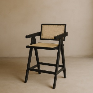 Scaun de bar Tall Stard din lemn de frasin și ratan natural – disponibil pe Homedit
