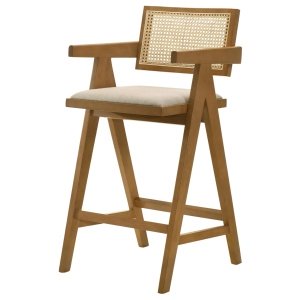 Scaun de bar Tall Stard din lemn de frasin și ratan natural – disponibil pe Homedit
