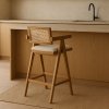Scaun de bar Tall Stard din lemn de frasin și ratan natural – disponibil pe Homedit