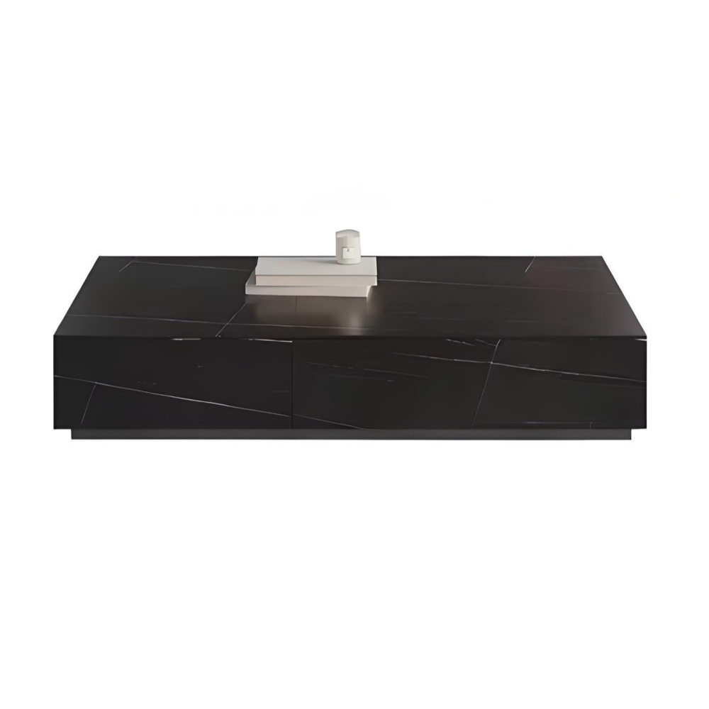 Masuta de cafea, 130 cm x 70 cm x 25 cm Flame din lemn masiv negru ardezie, Homedit