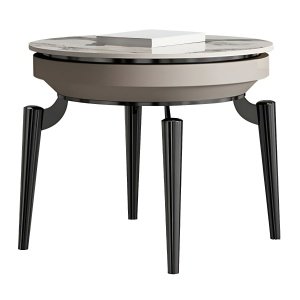 Masuta de cafea 60 x 60 Goldora, piatra naturala si otel inoxidabil, Homedit