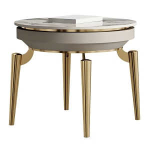 Masuta de cafea 60 x 60 Goldora, piatra naturala si otel inoxidabil, Homedit