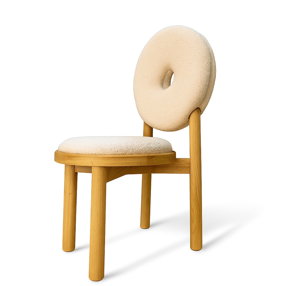 Scaun lemn masiv donut boucle, 88 cm x 43 cm, Homedit