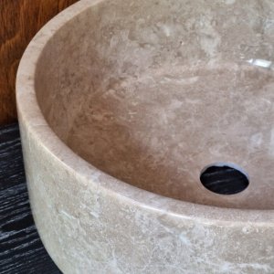 Lavoar Rotund Caliza 38 cm din Travertin Natural | Homedit