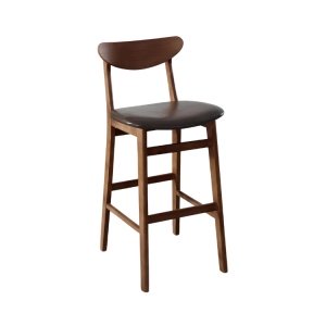Scaun de bar Volya din lemn masiv și piele – design elegant, 106 cm înălțime | Homedit
