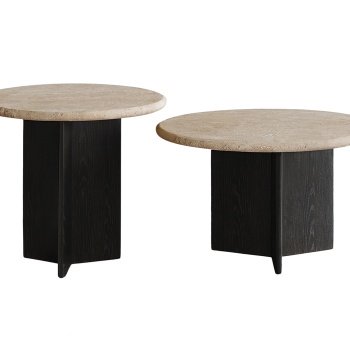 set mese cafea din stejar rosu si travertin, Manaby, Homedit