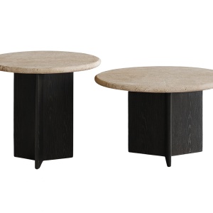 set mese cafea din stejar rosu si travertin, Manaby, Homedit