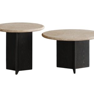 set mese cafea din stejar rosu si travertin, Manaby, Homedit