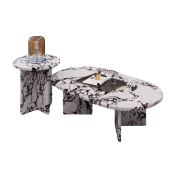 Set masa cafea Grail, masuta premium din Terrazzo, Homedit