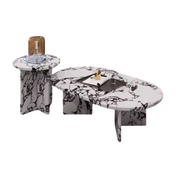 Set masa cafea Grail, masuta premium din Terrazzo, Homedit