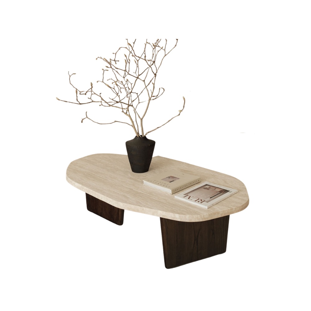 Masuta cafea 120 x 68, stejar rosu si travertin Kaice, Homedit