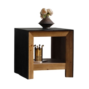 Masuta de cafea/noptiera, 60 cm x 60 cm x 60.5 cm din lemn masiv, Wabi, Homedit