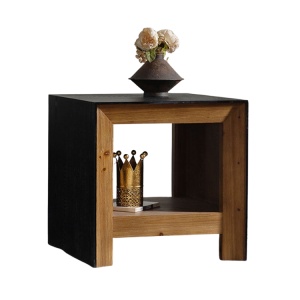 Masuta de cafea/noptiera, 60 cm x 60 cm x 60.5 cm din lemn masiv, Wabi, Homedit