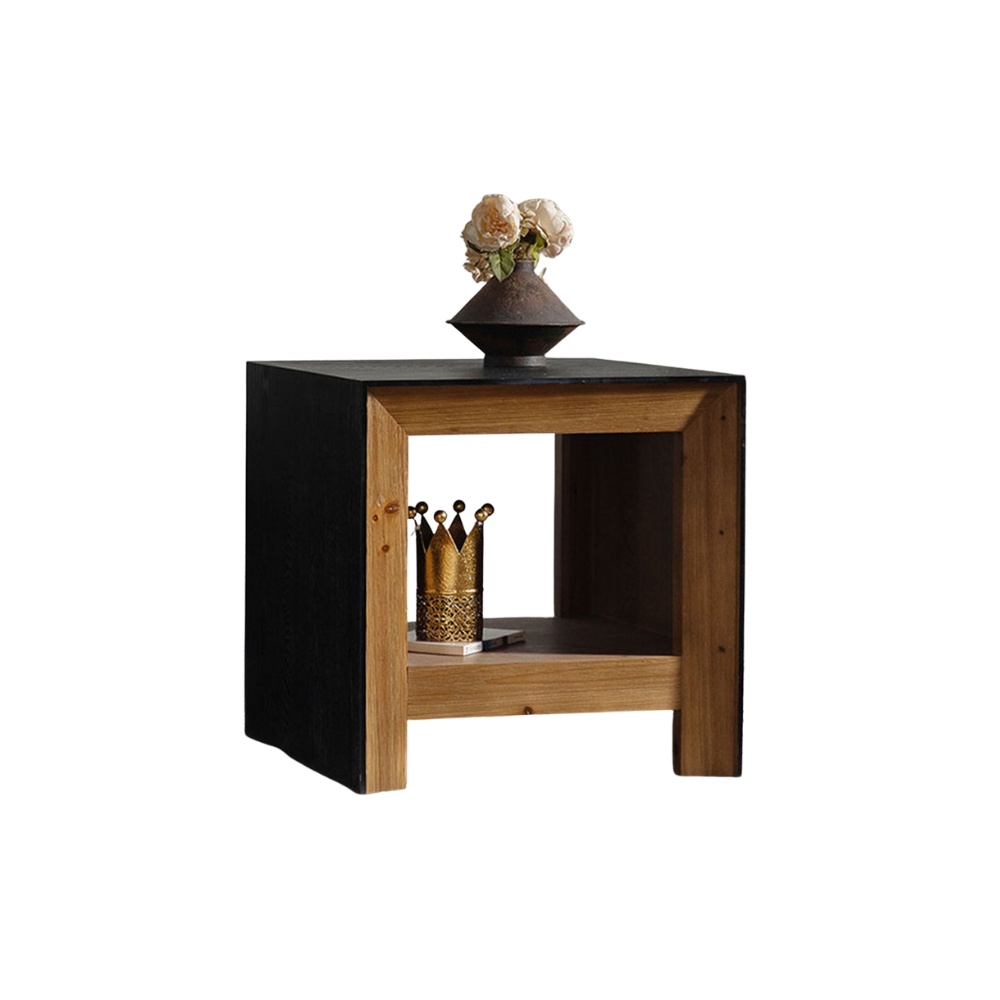 Masuta de cafea/noptiera, 60 cm x 60 cm x 60.5 cm din lemn masiv, Wabi, Homedit