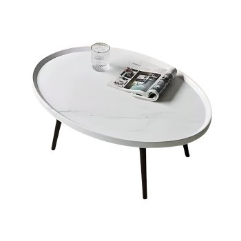 Masuta de cafea MDF infoliat, 80 cm x 55 cm x 38 cm, masuta living premium Alb Marmura, Homedit