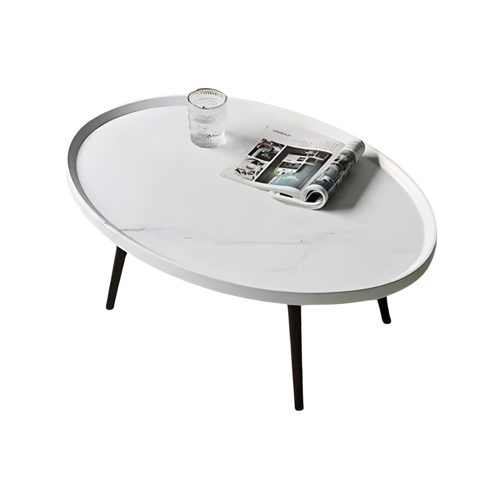 Masuta de cafea MDF infoliat, 80 cm x 55 cm x 38 cm, masuta living premium Alb Marmura, Homedit