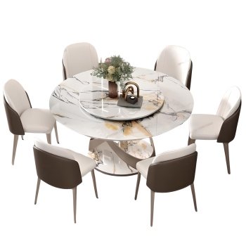 Masa Dining Rotativa, Rotunda Grace Stone, Premium, Homedit