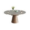 Masa extensibila 150 x 90 x 75 cm lemn masiv si ardezie gri Jhonson, masa dining rotunda, Homedit