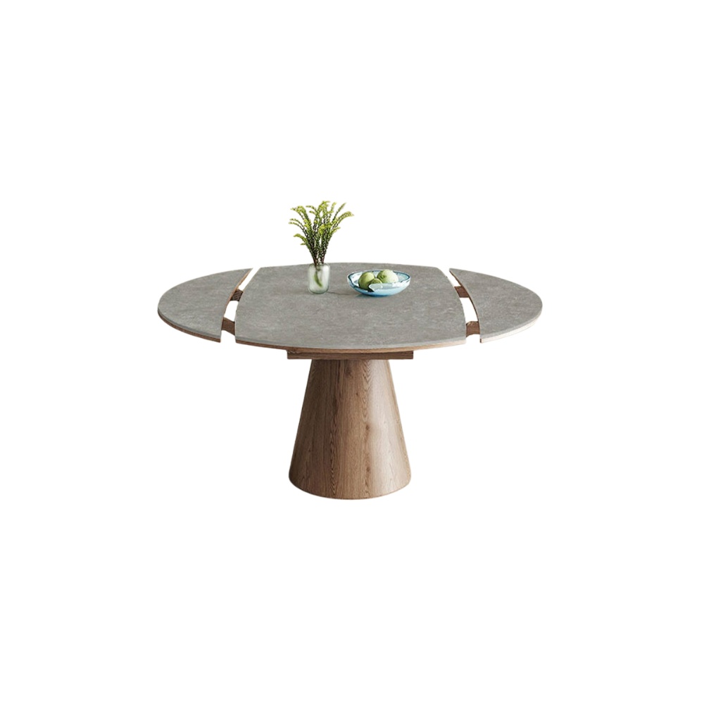 Masa extensibila 150 x 90 x 75 cm lemn masiv si ardezie gri Jhonson, masa dining rotunda, Homedit