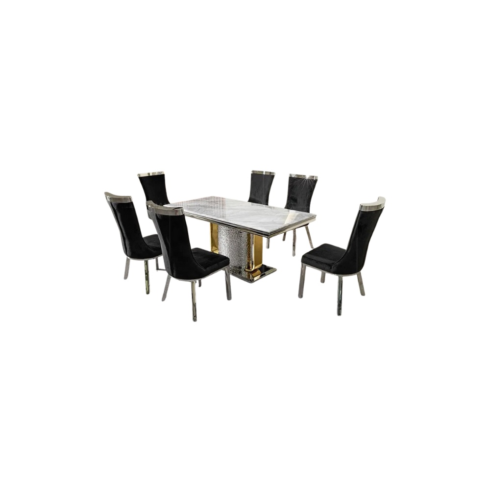 Masa Dining Moonlit Silver, Premium, 220 x 100 x 75 cm, Homedit