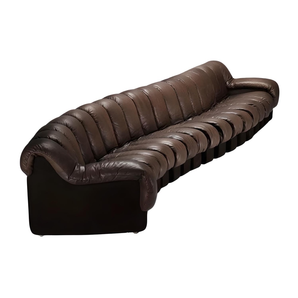 Canapea modulara premium Snake, 24 buc din lemn masiv si tapiterie piele, Homedit