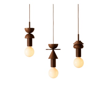 Lampa suspendata Century 3 din lemn de frasin, 9.5 cm x 32 cm, Homedit