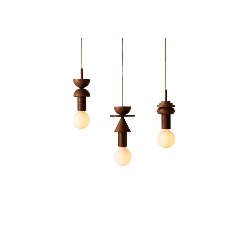 Lampa suspendata Century 3 din lemn de frasin, 9.5 cm x 32 cm, Homedit