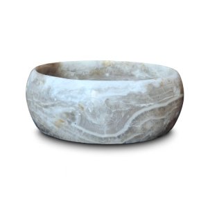 Lavoar Rotund Mavo din Onix Natural Ø38 cm – Finisaj Mat & Montaj Pe Blat | HomeEdit