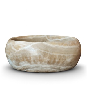 Lavoar rotund Fluvia din onix natural, Ø 38 cm – Montaj pe blat | Homedit