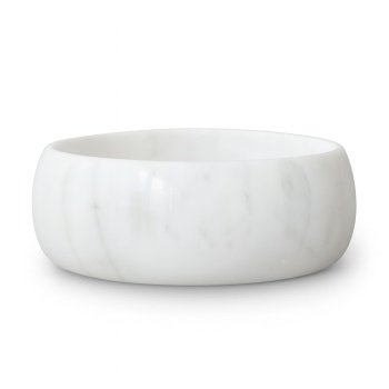 Lavoar rotund Alvoro 38 cm din marmură albă, montaj pe blat | Homedit