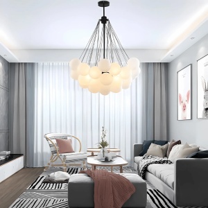 Lustră Ajustabilă Balloon din Metal și Sticlă Opal Mată – Homedit