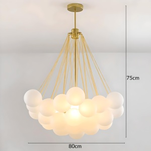 Lustră Ajustabilă Balloon din Metal și Sticlă Opal Mată – Homedit