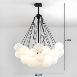 Lustră Ajustabilă Balloon din Metal și Sticlă Opal Mată – Homedit