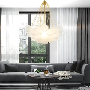 Lustră Ajustabilă Balloon din Metal și Sticlă Opal Mată – Homedit