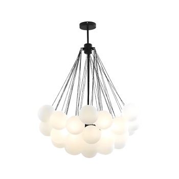 Lustră Ajustabilă Balloon din Metal și Sticlă Opal Mată – Homedit