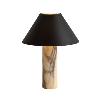 Lampă de birou  Lumo cu bază din marmură și abajur textil negru – design elegant