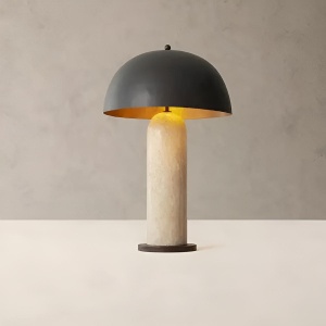 lampa de birou din metal si piatra naturala tripo, 36 cm x 58 cm, homedit