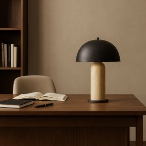 lampa de birou din metal si piatra naturala tripo, 36 cm x 58 cm, homedit
