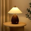 Lampă de birou Ruma din lemn masiv cu abajur textil – lumină caldă și elegantă