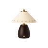 Lampă de birou Ruma din lemn masiv cu abajur textil – lumină caldă și elegantă