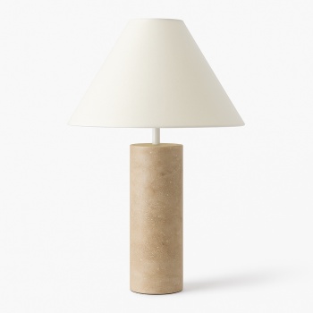 Lampă de masă ODET din Cloud Stone și abajur textil – design elegant și lumină difuză