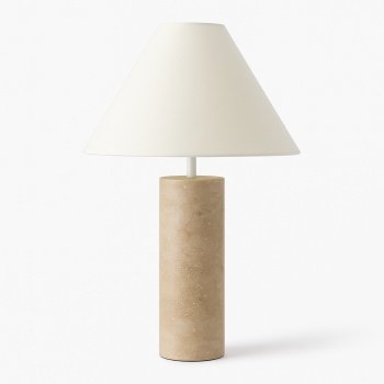 Lampă de masă ODET din Cloud Stone și abajur textil – design elegant și lumină difuză