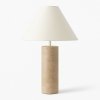 Lampă de masă ODET din Cloud Stone și abajur textil – design elegant și lumină difuză