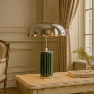 Lampă de masă Sage din marmură verde și metal – design elegant