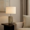 Lampă de masă Chevron – Eleganță modernă cu bază din piele și abajur textil