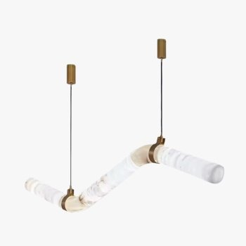 Pendul Linear Astra – corp de iluminat suspendat din piatră naturală și piele