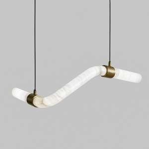 Pendul Linear Astra – corp de iluminat suspendat din piatră naturală și piele